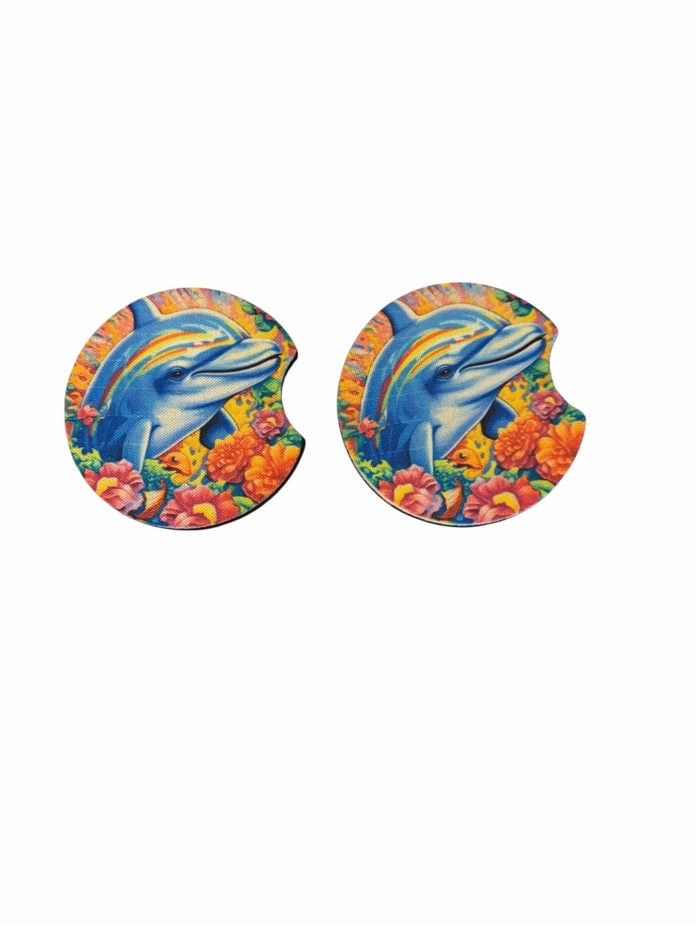 Dolphin Ocean Animal Pair of Neoprene Car Coasters